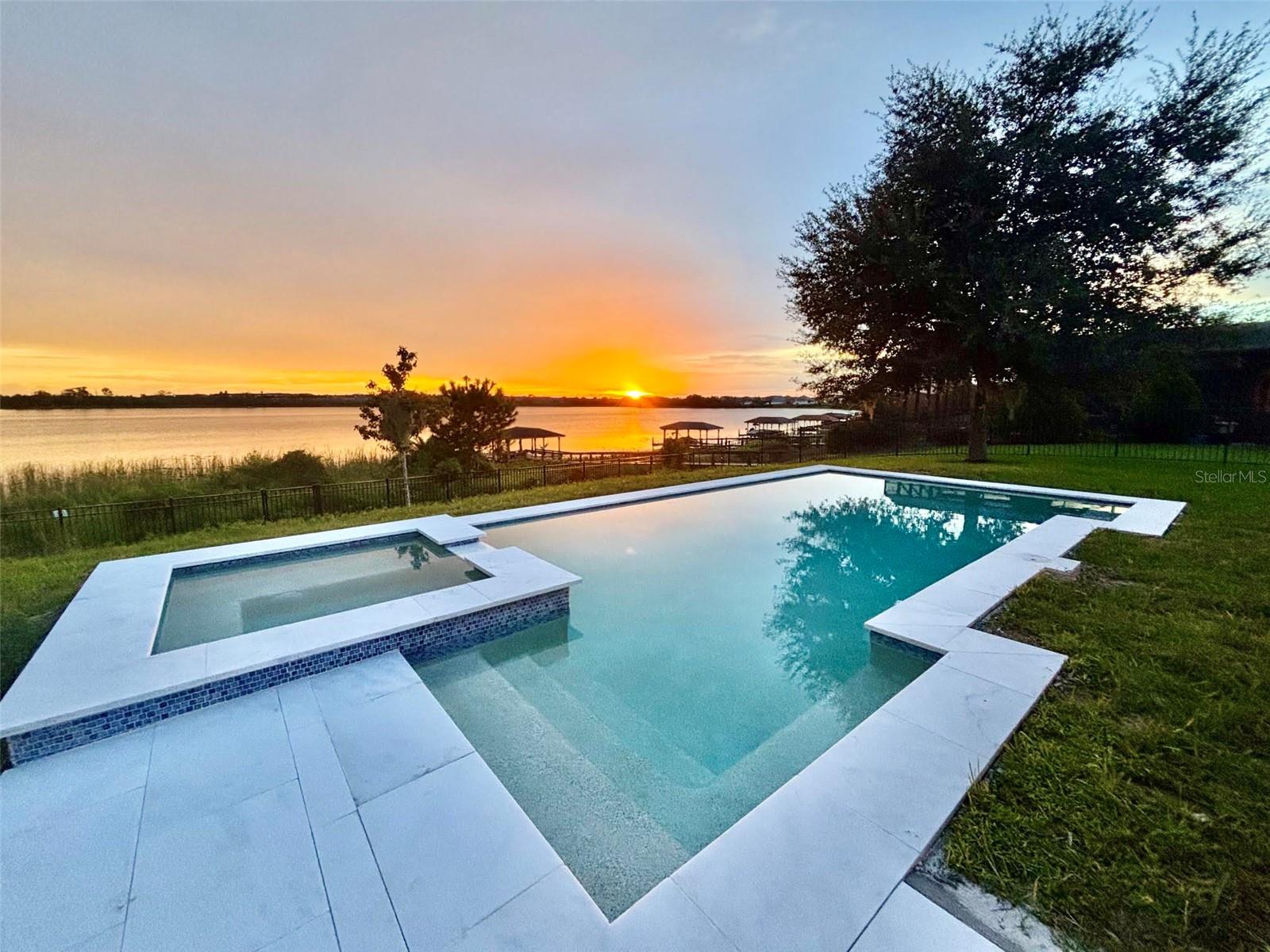 14048 Larkspur Lake Dr - Updated private pool and spa with sunset views over Huckleberry Lake. 14048 Larkspur Lake Dr - Updated private pool and spa with sunset views over Huckleberry Lake.