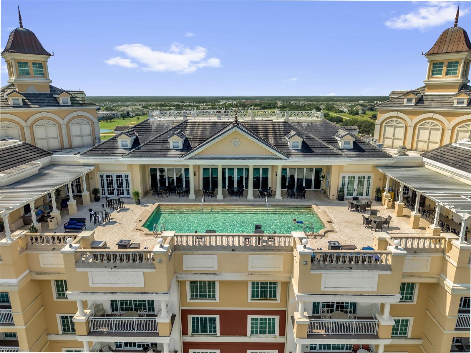 Aerial View of the Rooftop Pool Deck