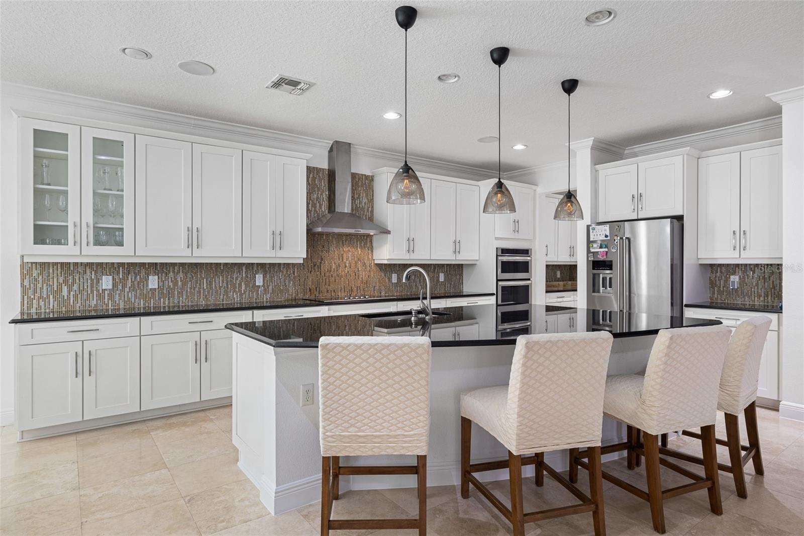 Travertine floor, Granite countertop