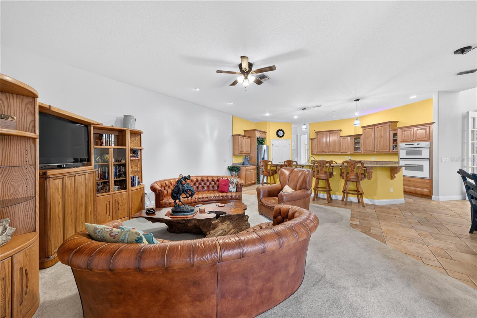 Family room open to the kitchen.