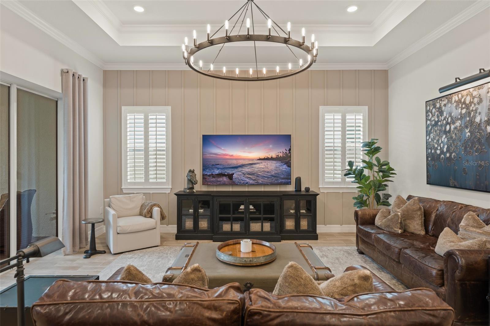 Custom Wood Panel Accents and Crown Molding.