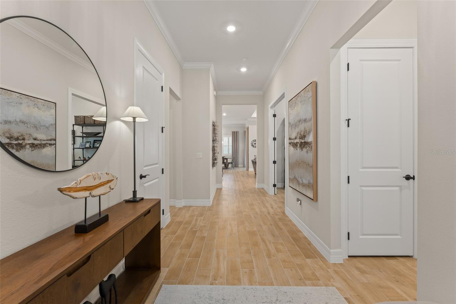 Beautiful Wood Look Tile throughout the main living areas.