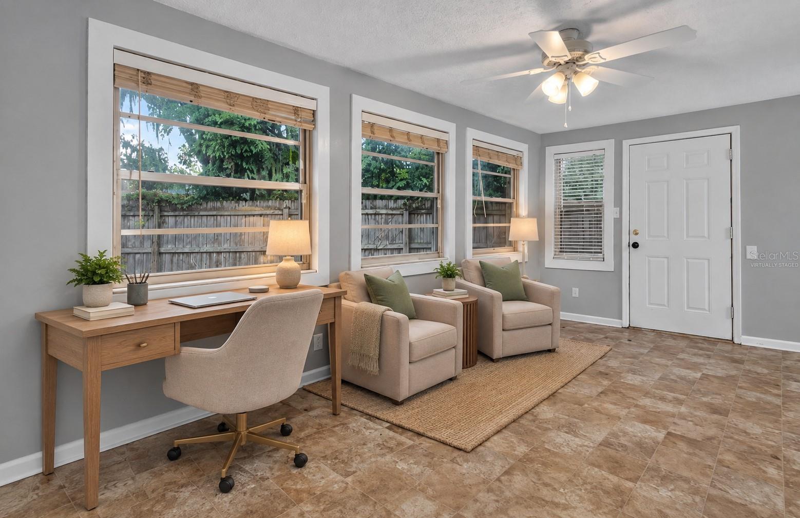 VIRTUALLY STAGED-Flex space! Office & Morning Coffee Retreat Area