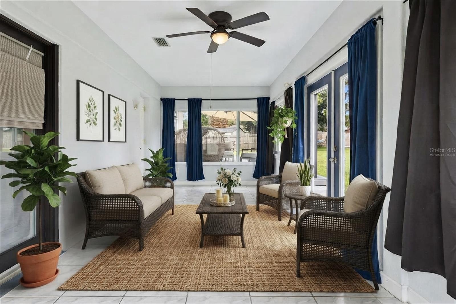 Florida room under AC virtually staged