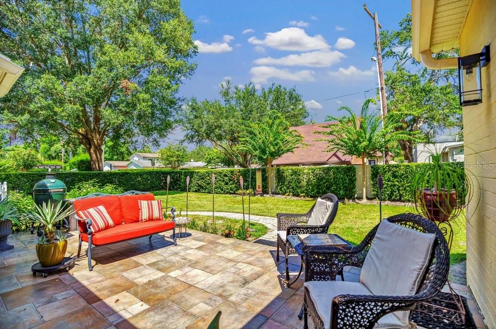 Private Patio overlooking landscaped backyard