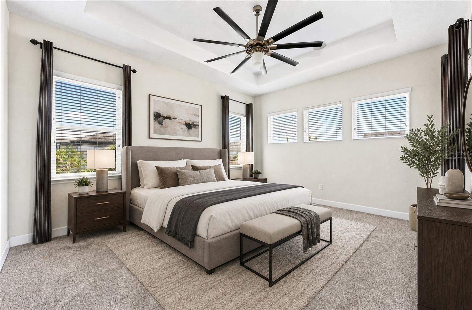 Light, bright and spacious primary suite. Virtually Staged.