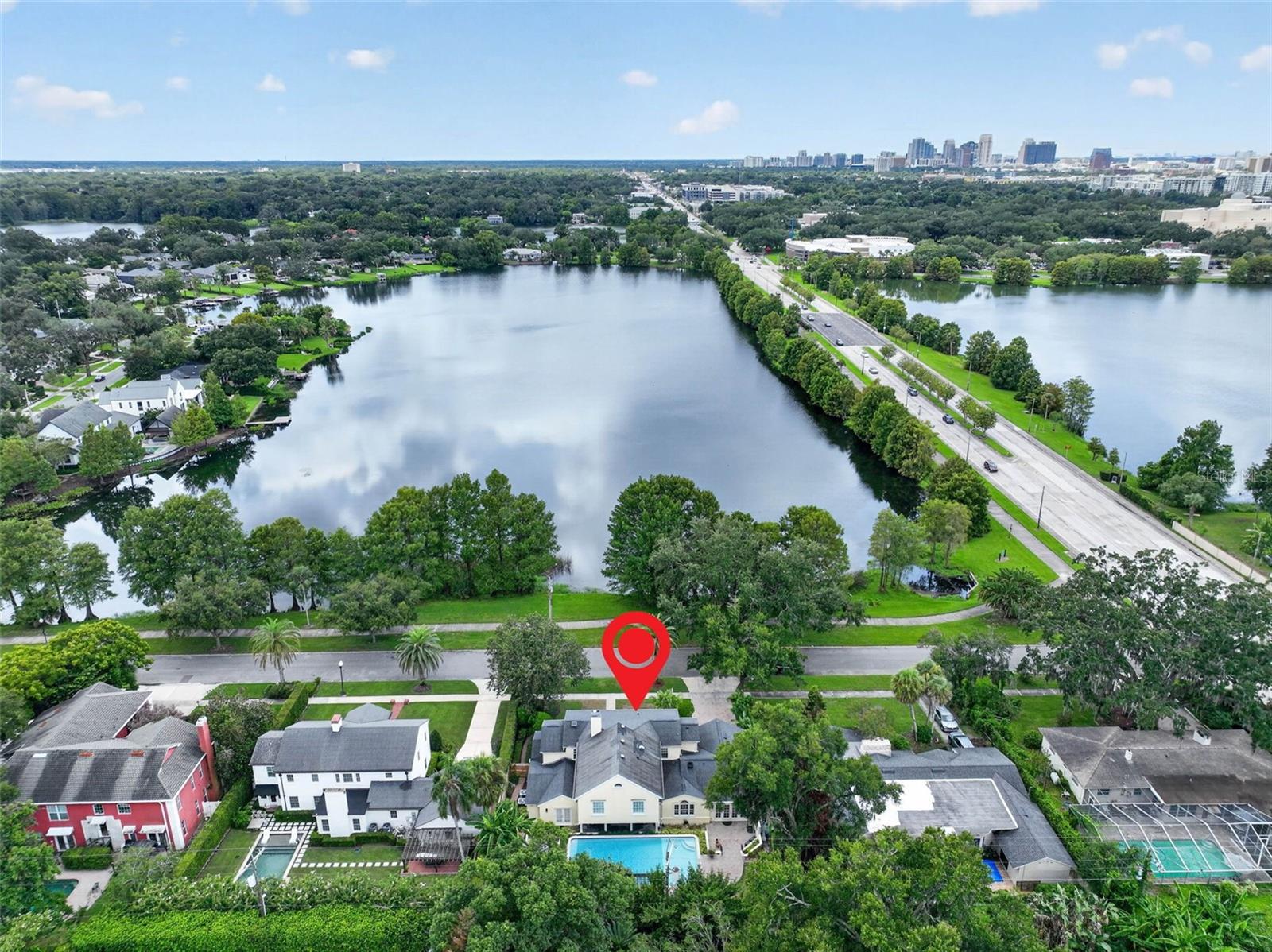 Aerial View  Residence Positioned Across from Lake Estelle