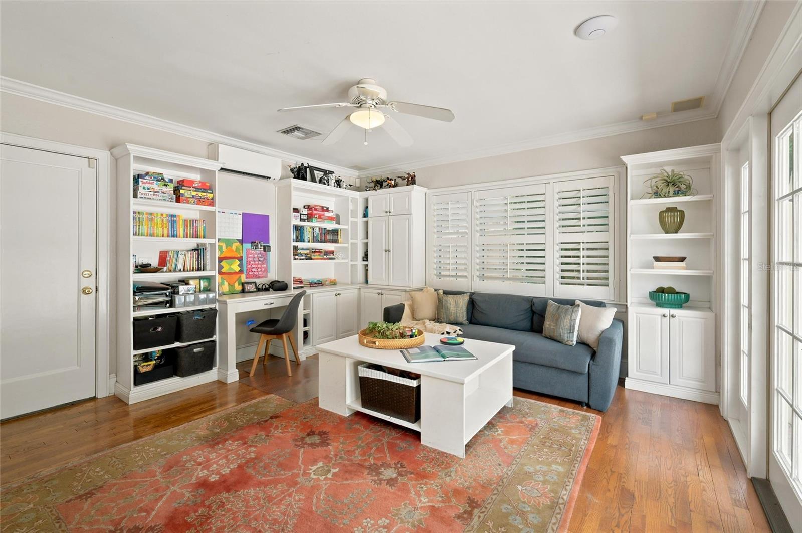 Family Room with Built-In Cabinetry