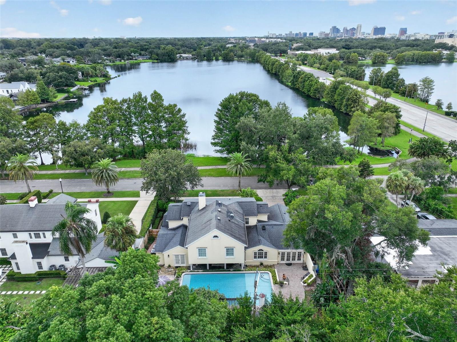 Aerial View  Lake Estelle & Downtown Orlando Skyline