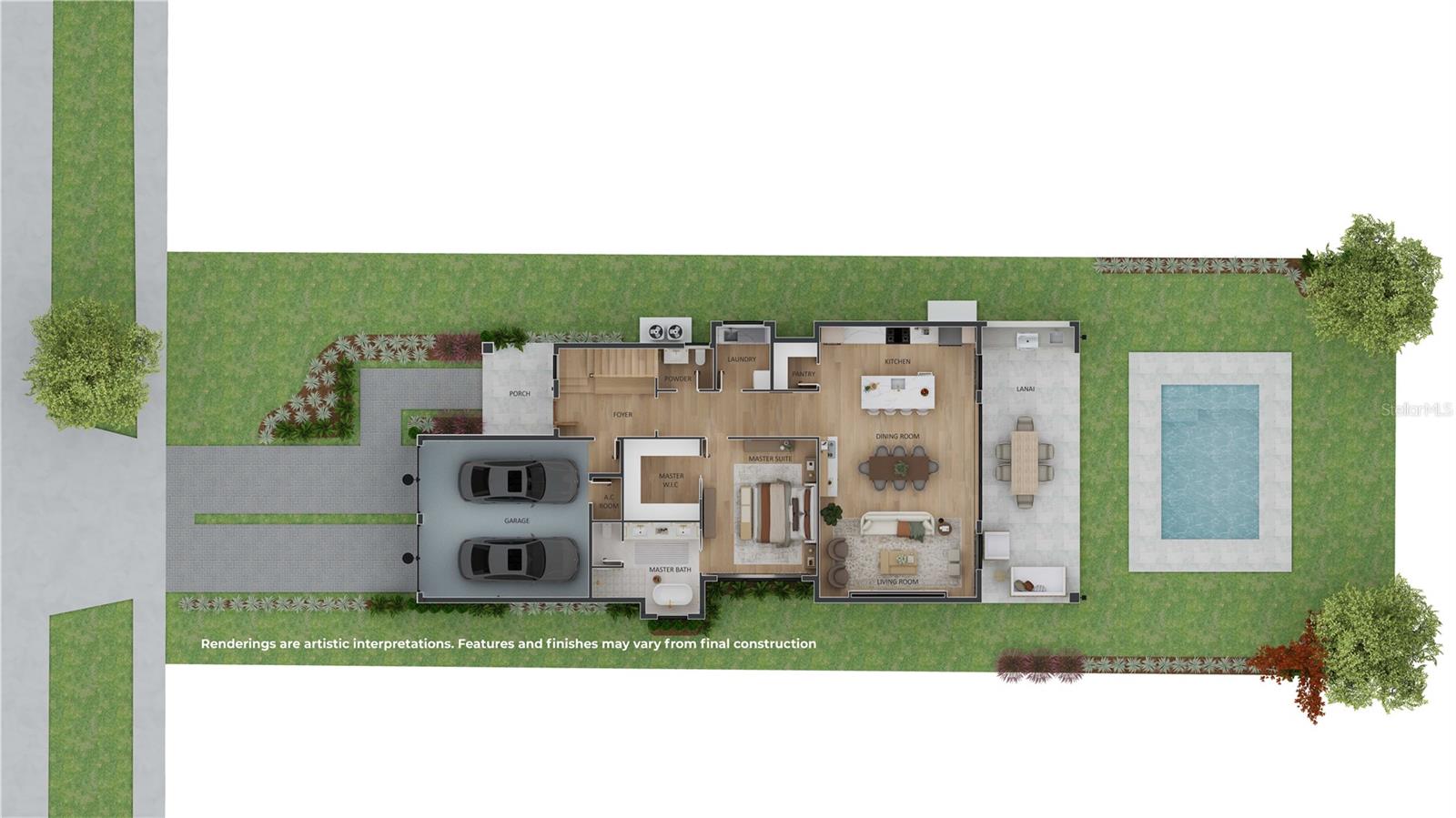 Detailed floor plan illustrating the homes interior layout, room placement and outdoor living areas. Detailed floor plan illustrating the homes interior layout, room placement and outdoor living areas.