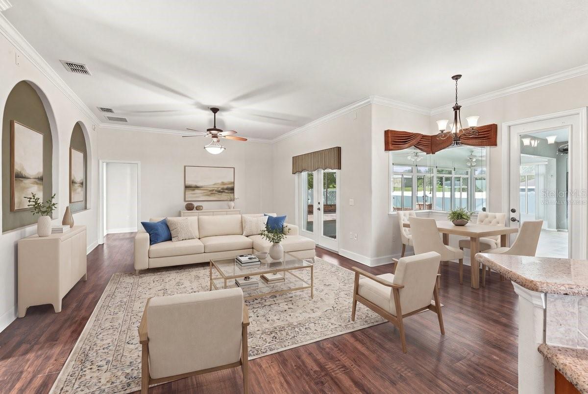 family room, virtually staged