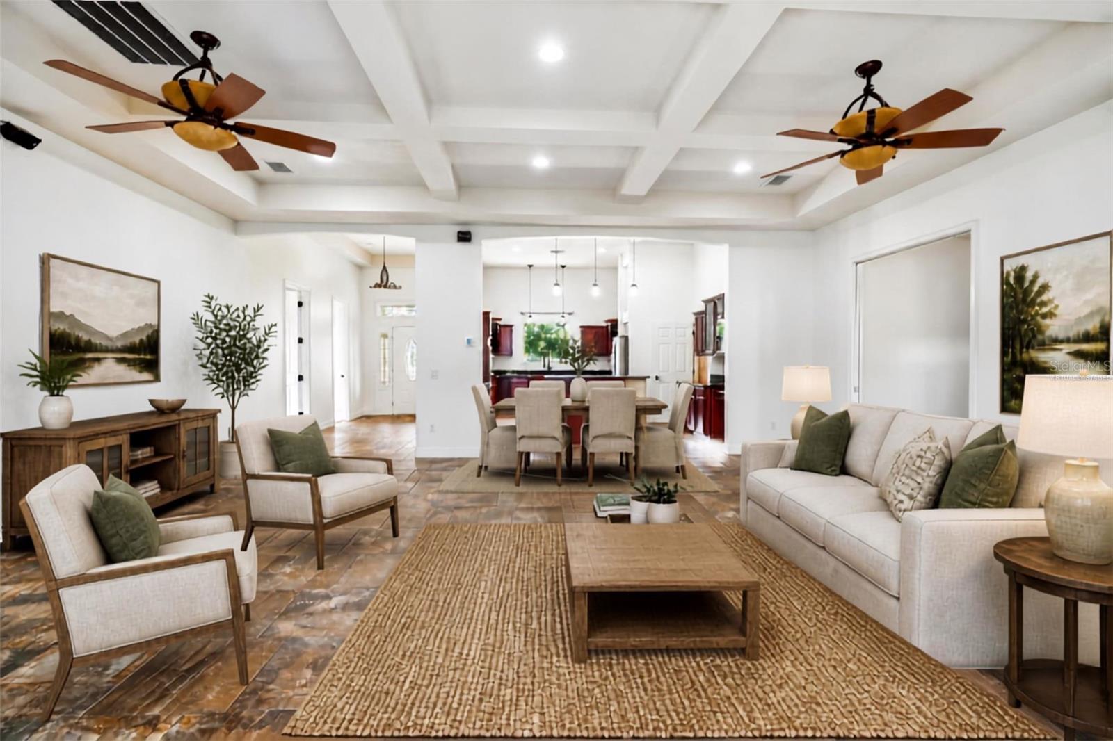 Virtually Staged Family/Dining Combo looking into kitchen Virtually Staged Family/Dining Combo looking into kitchen