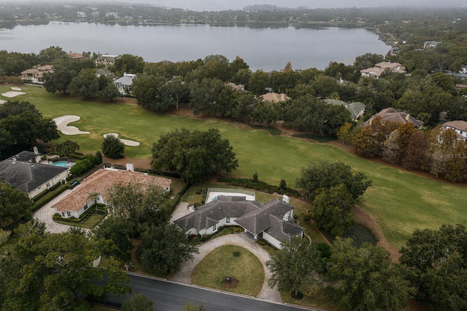 Aerial with views of Lake Bessie