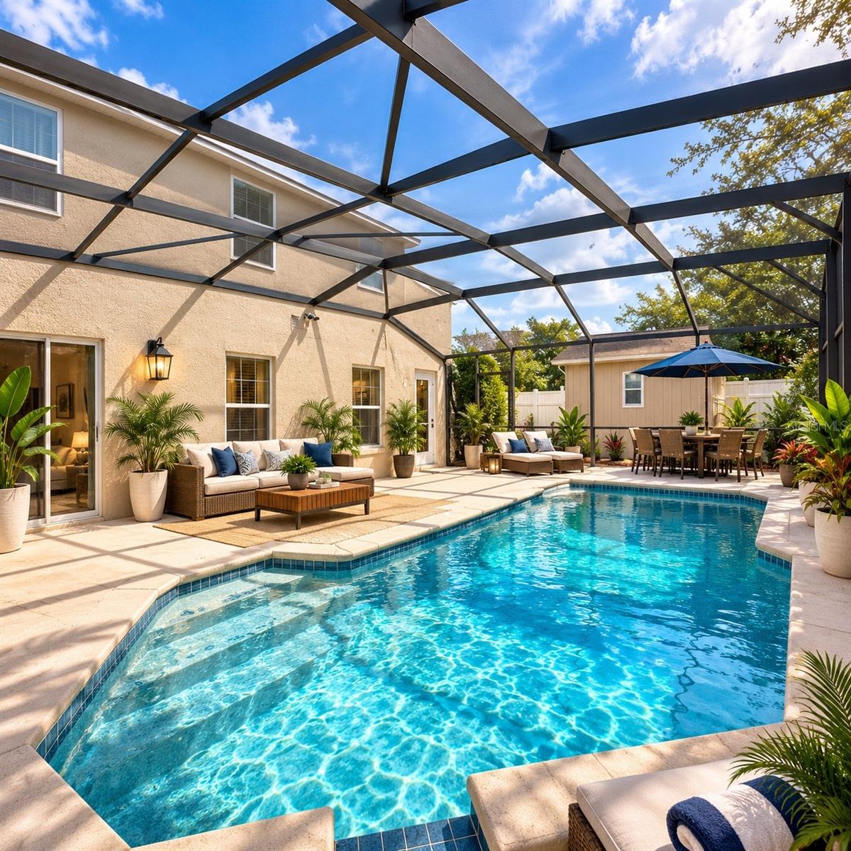 Sunlit Screened Poolside Retreat