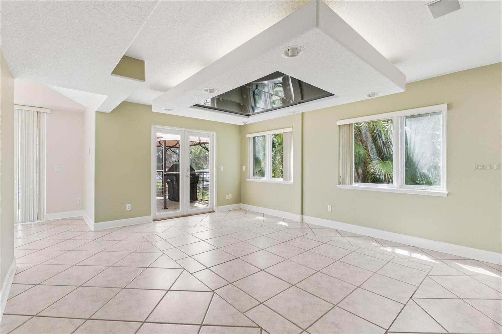 Dining room with two large windows and