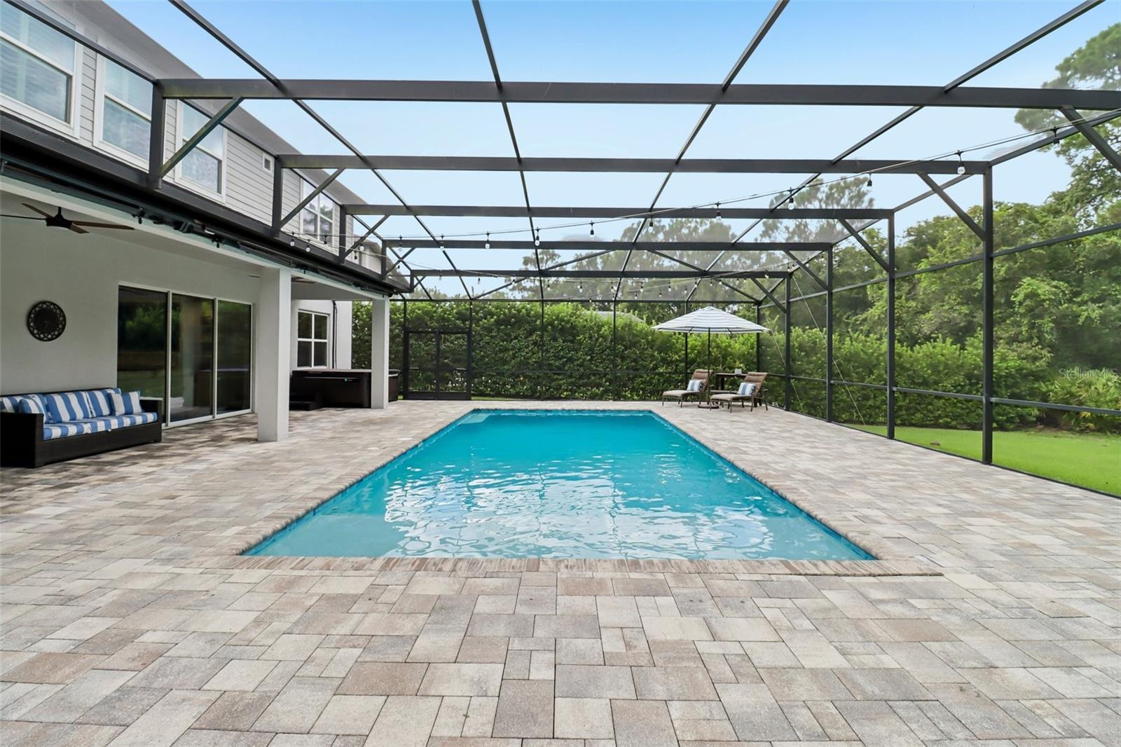 Brick paver pool deck and great size pool!