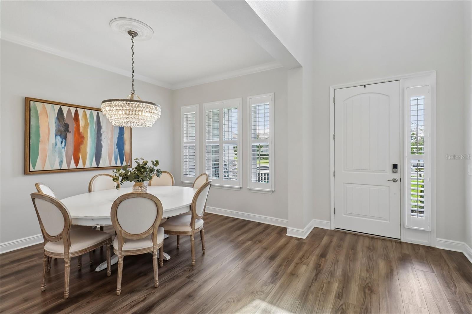Formal dining at the front of the home