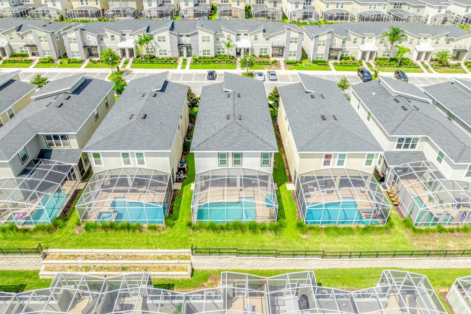 Aerial view of the back of the home.
