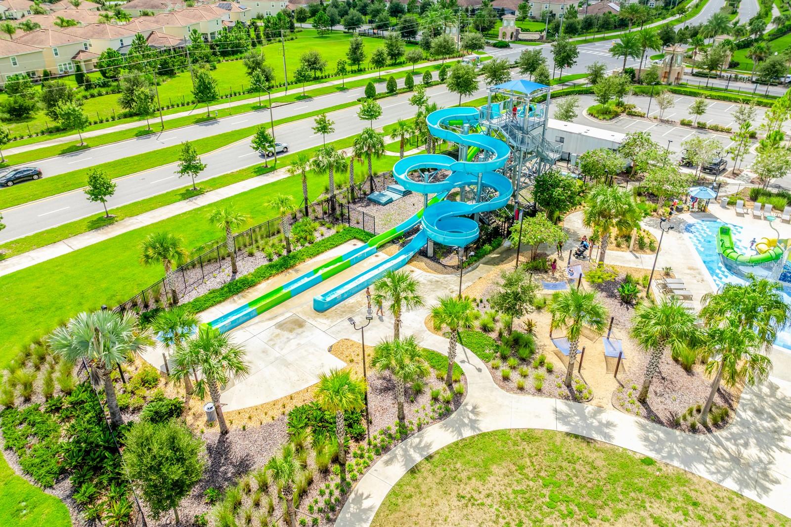 Aerial view of the community amenities