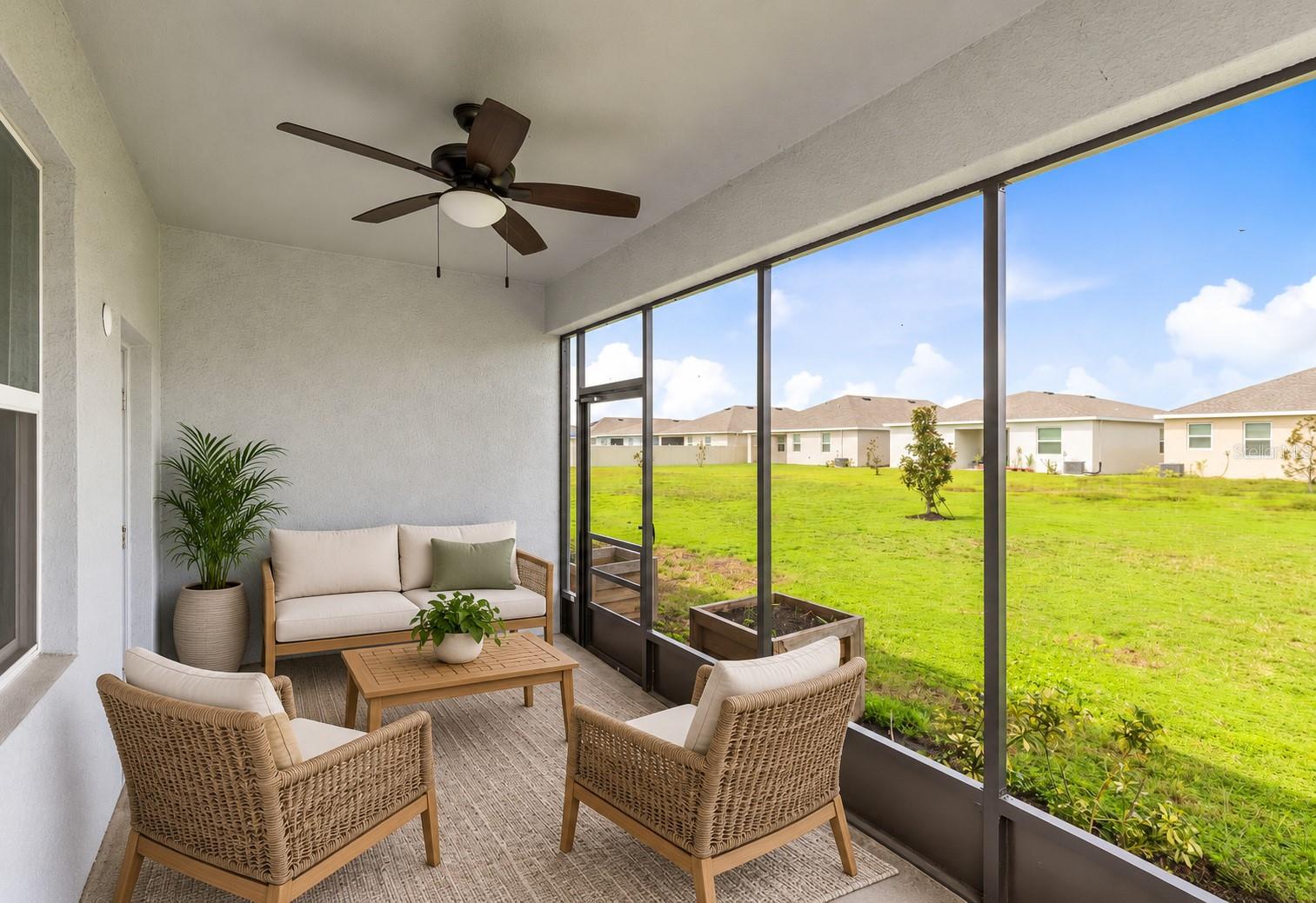 Enjoy the Florida lifestyle from the screened lanai overlooking the backyard, with plenty of room to relax, garden or create your own outdoor retreat.