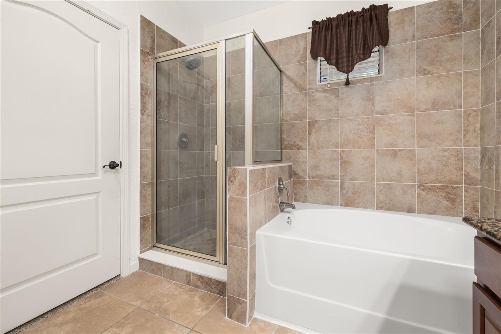 Soaking tub and walk-in shower