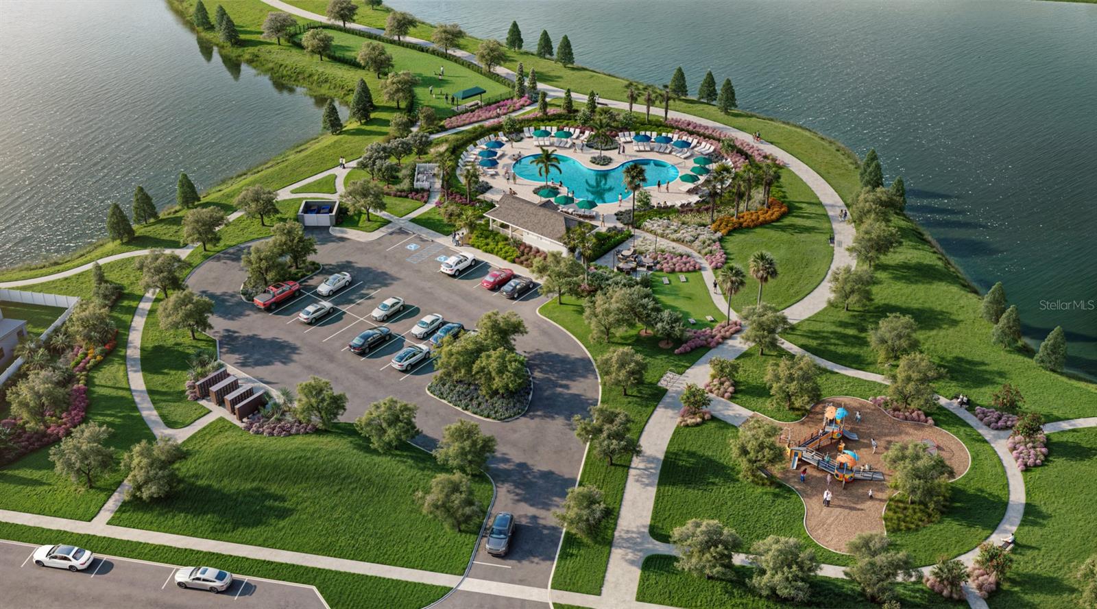 Lakeside at Satilla Amenities Center Aerial View - Architect's Rendering