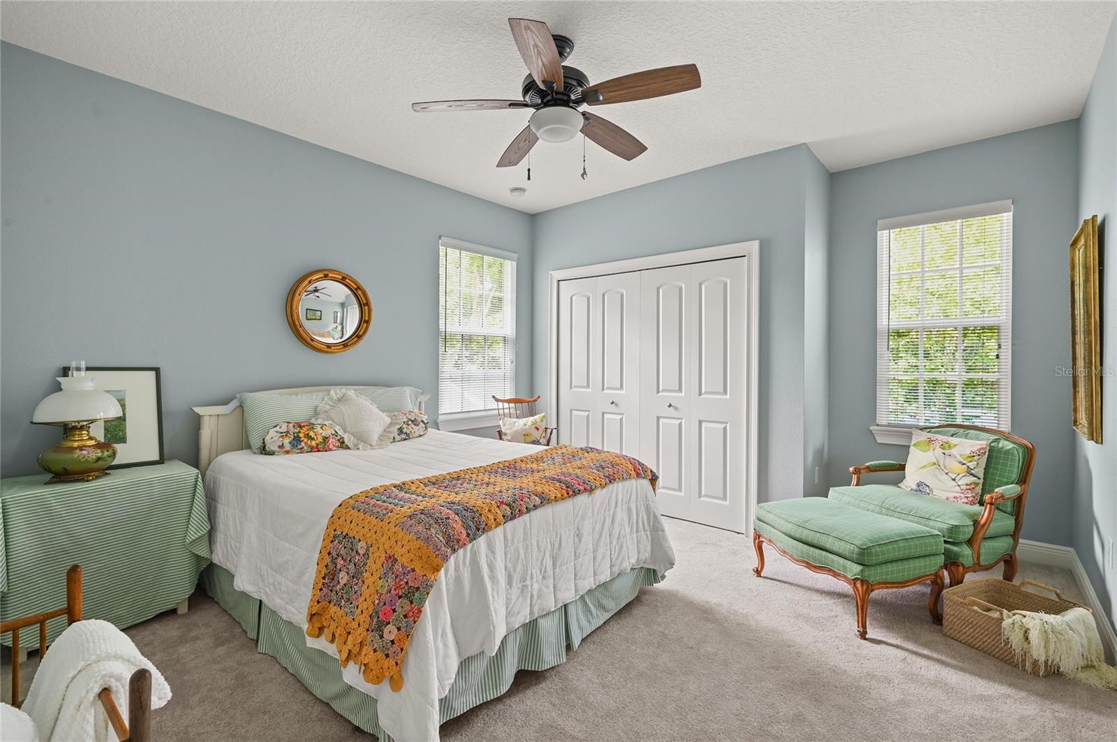 The second Jack-and-Jill-connected bedroom has a design similar to the first.