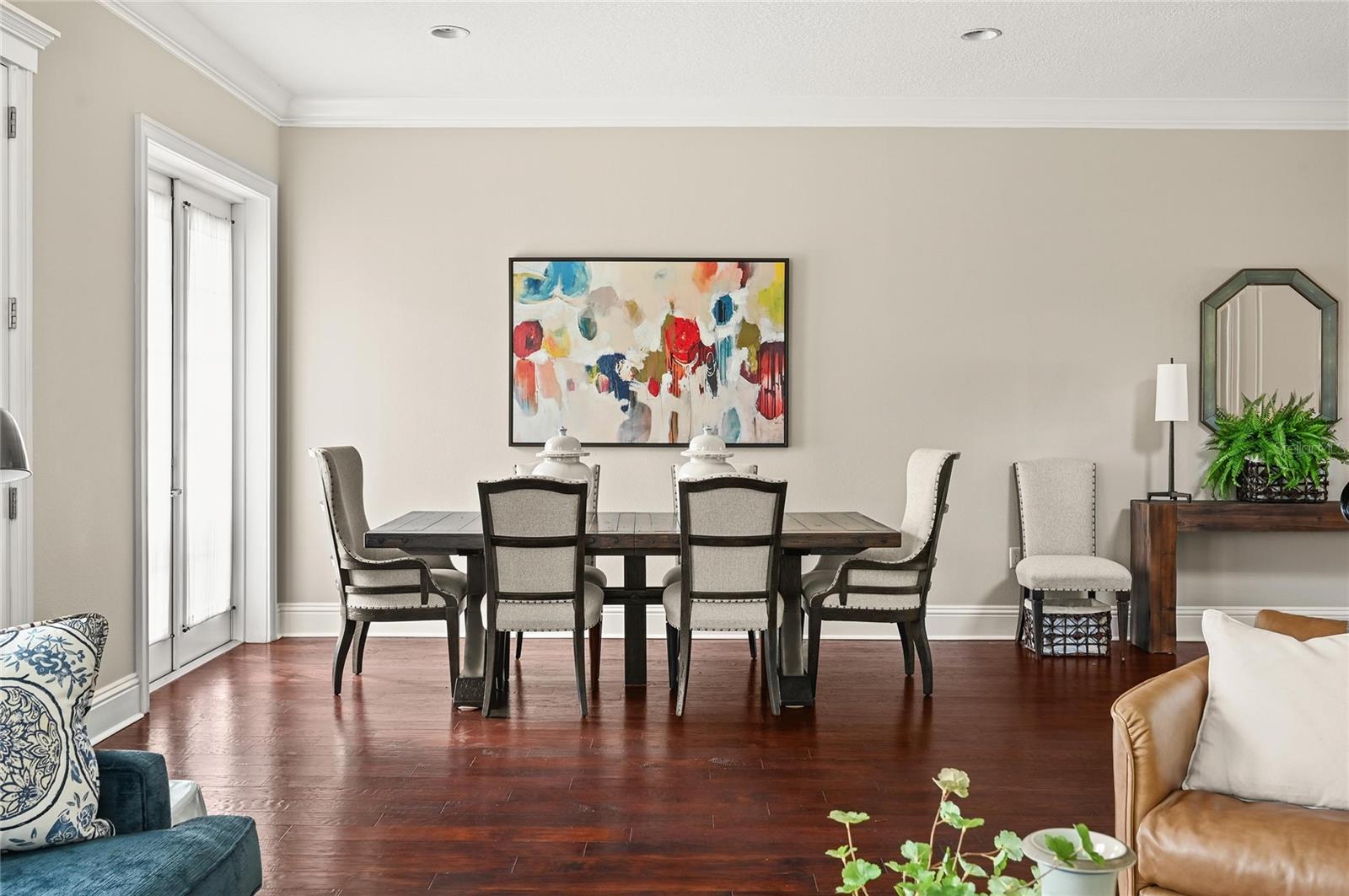 There is ample room for a large dining table for special occasions and everyday dining.