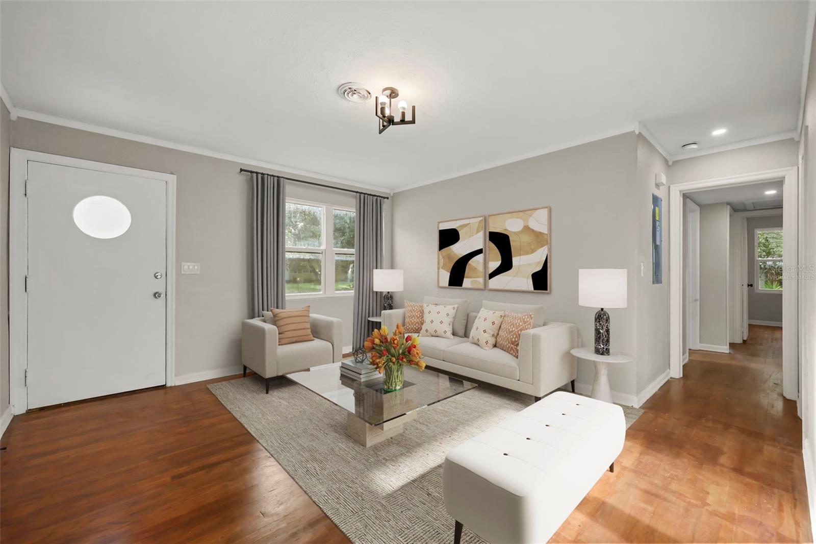 Virtually staged living room