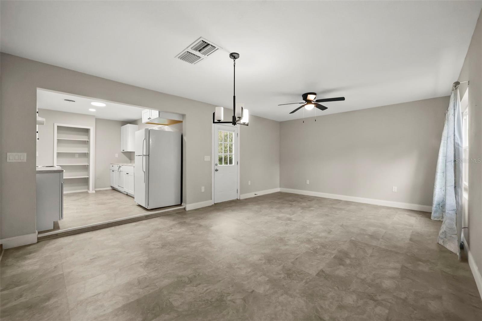 Living and dining room area right off the kitchen