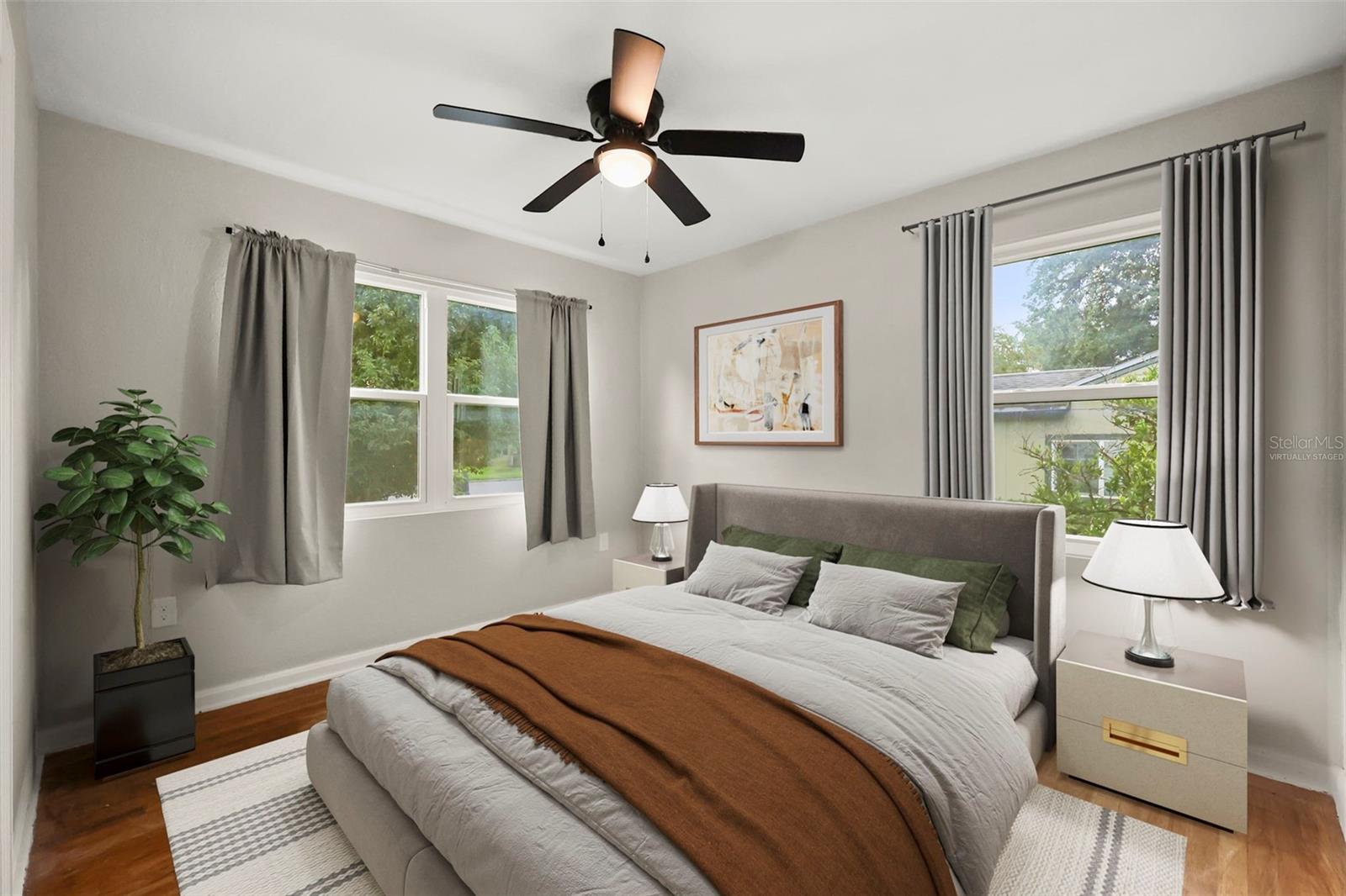 Virtually staged bedroom