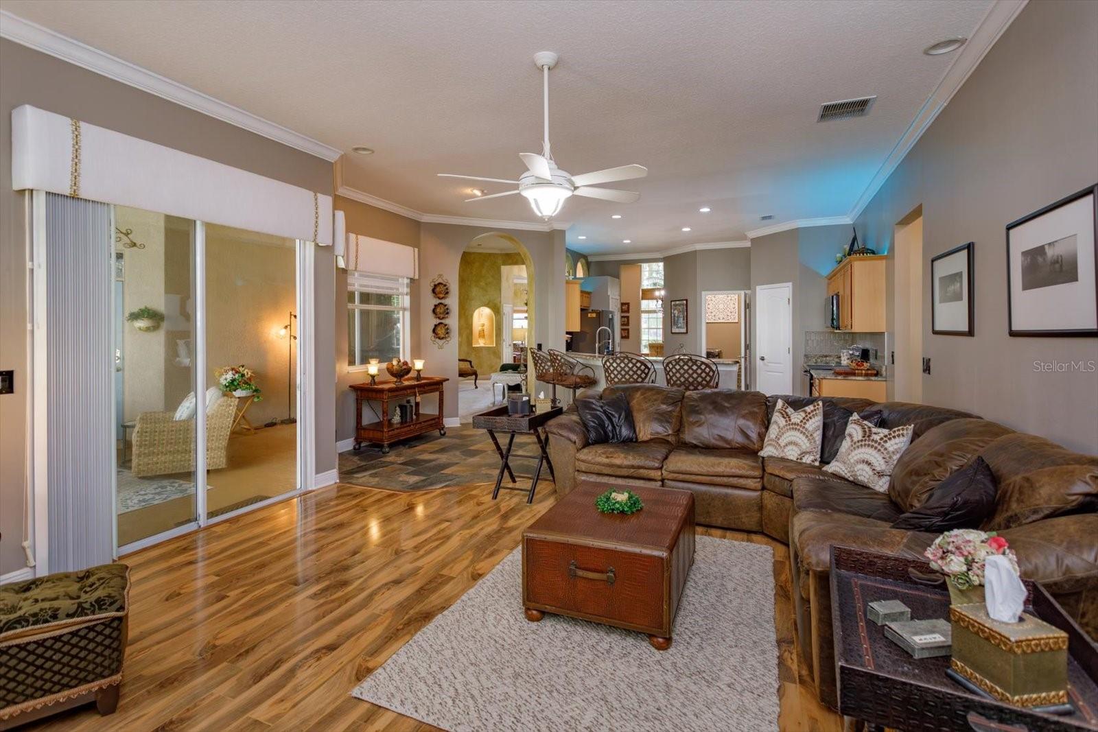 family room open to kitchen and breakfast nook