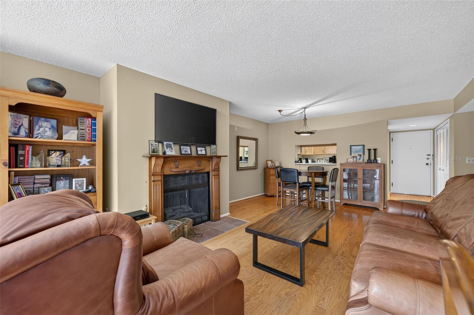 Living Room With Wood Burning Fireplace