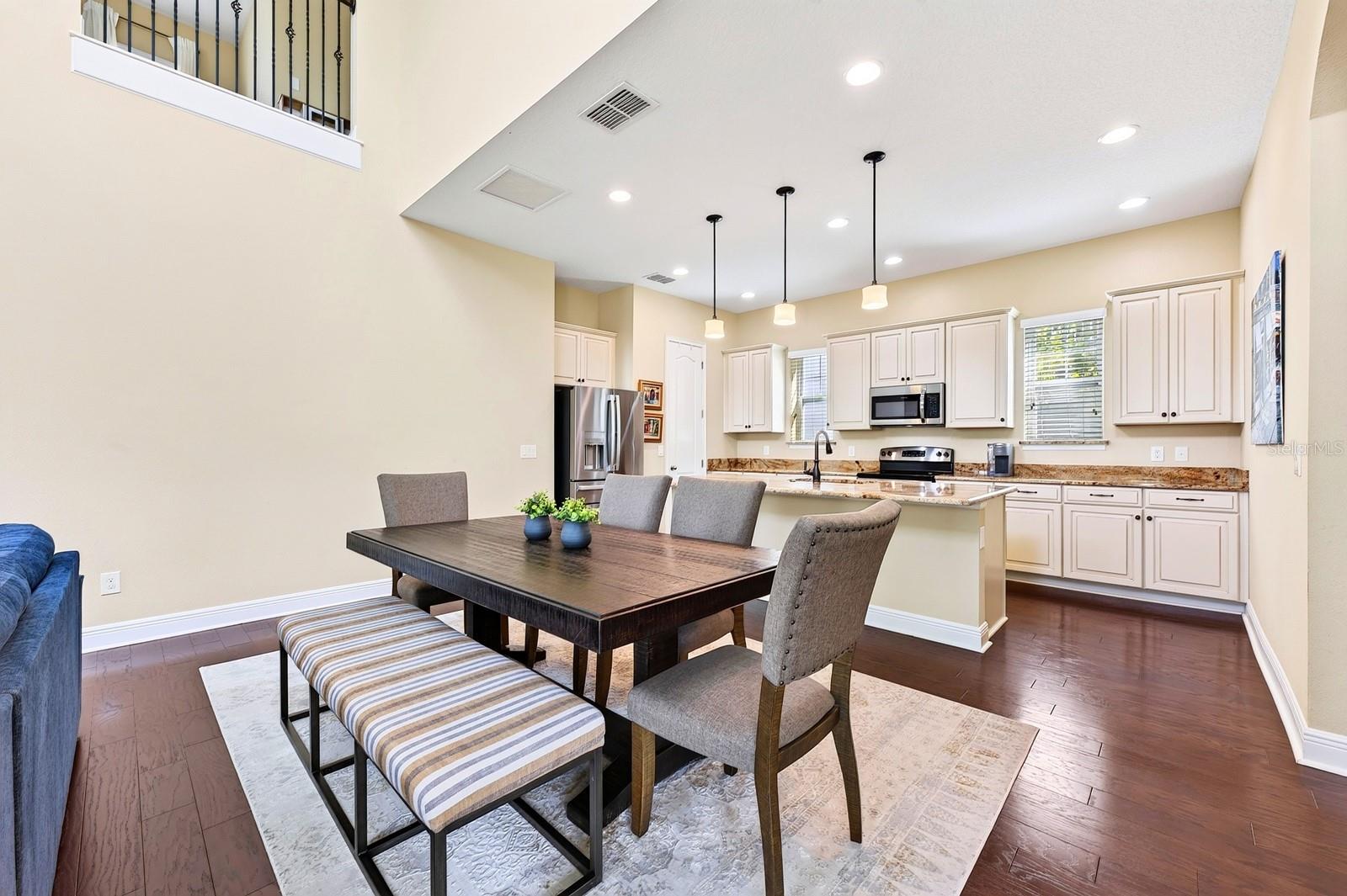 Dining area is open to the kitchen.