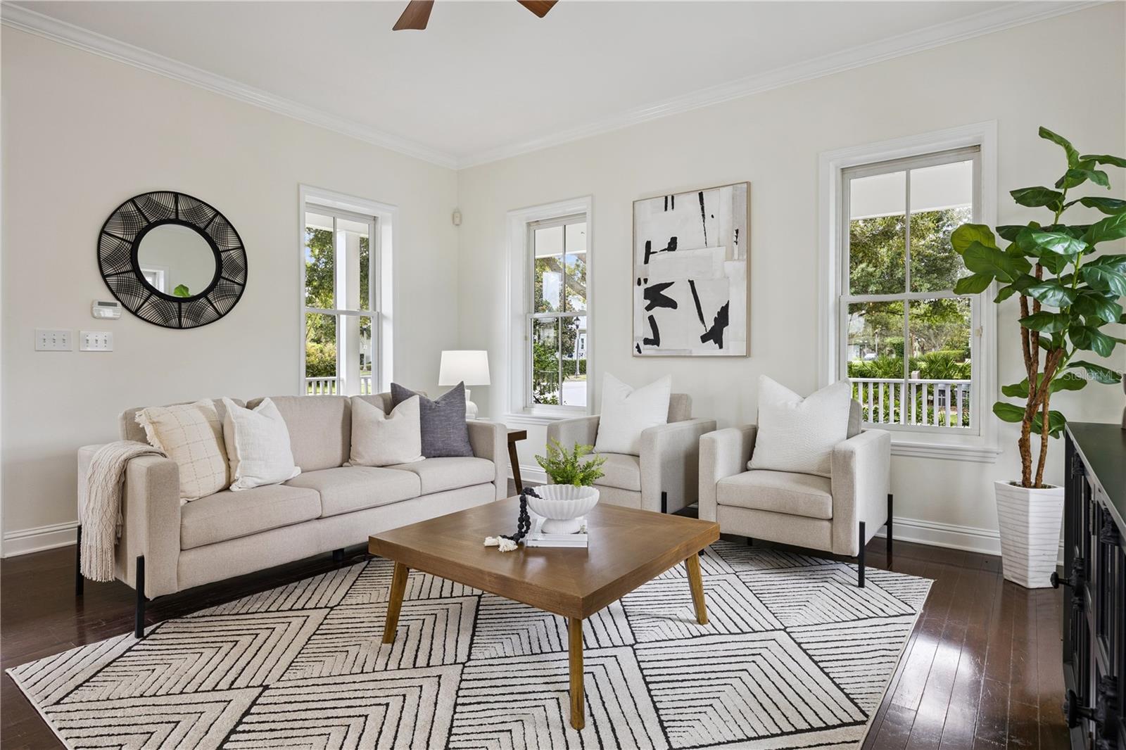 Large bright living room