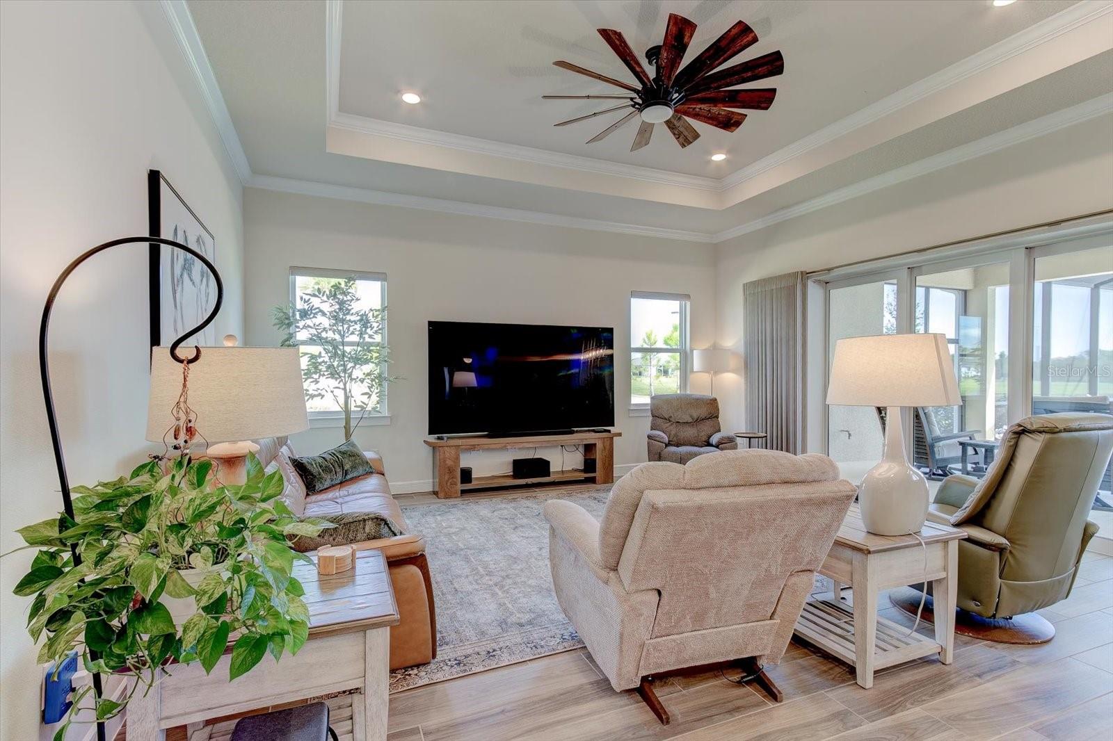 Great Room with Zero Corner Sliders