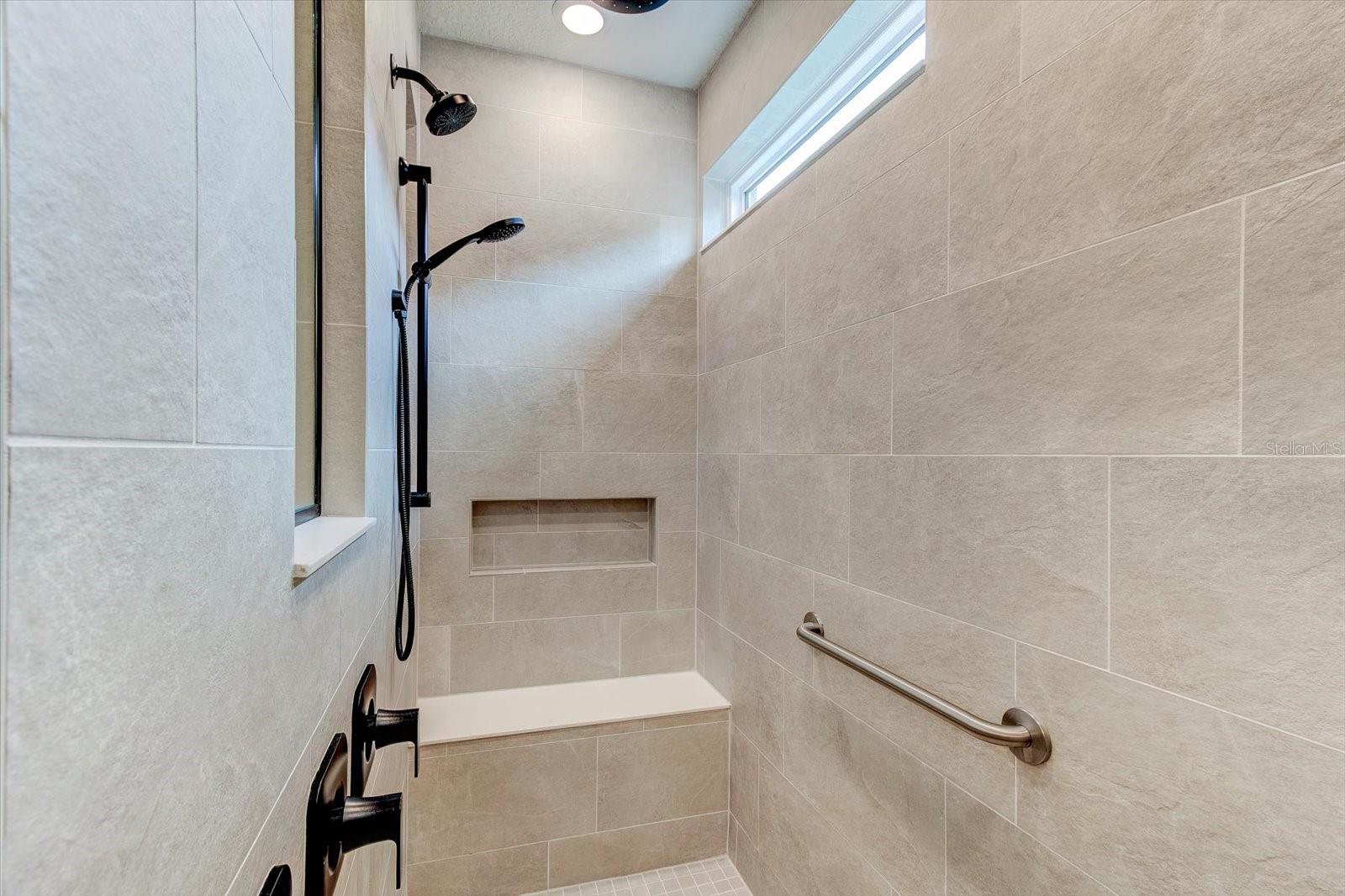 Tiled Shower with Custom Finishings
