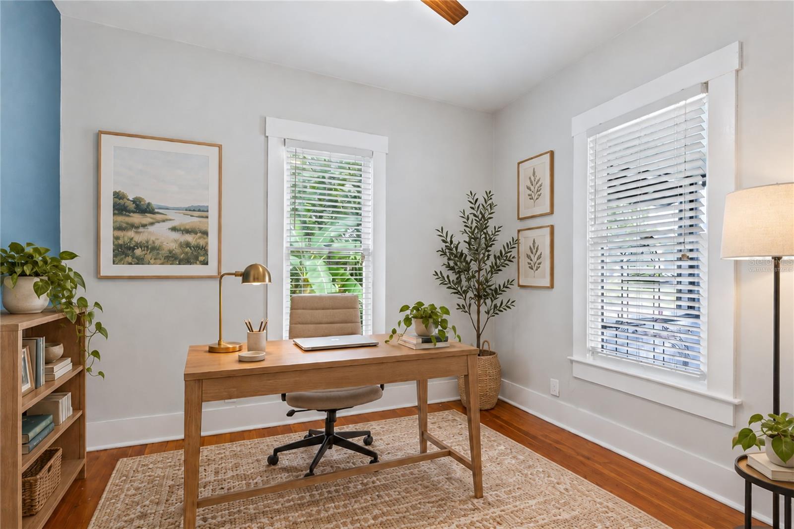 Virtually staged image. Bedroom 2/Home Office.