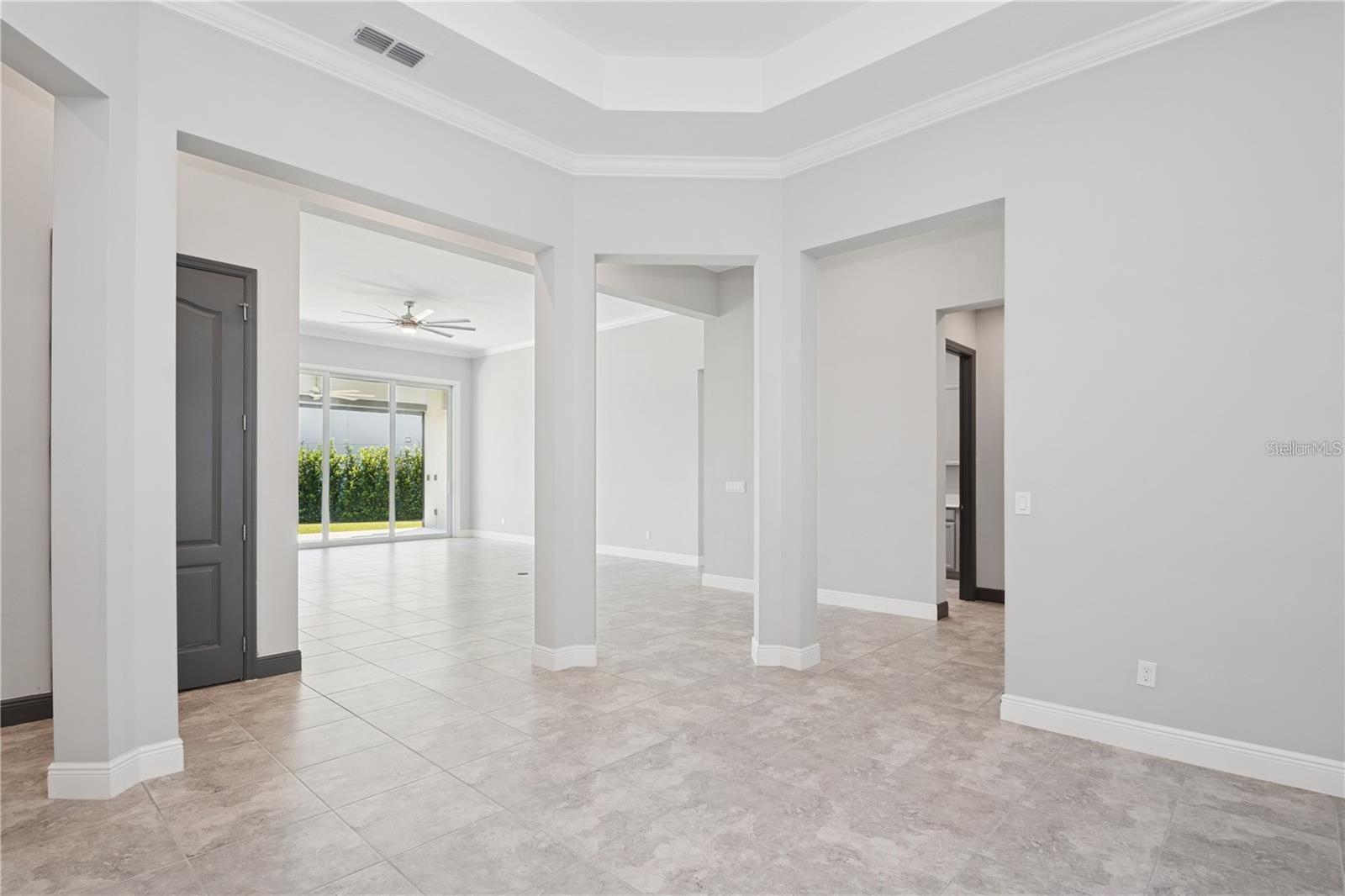 View from dining room to great room area