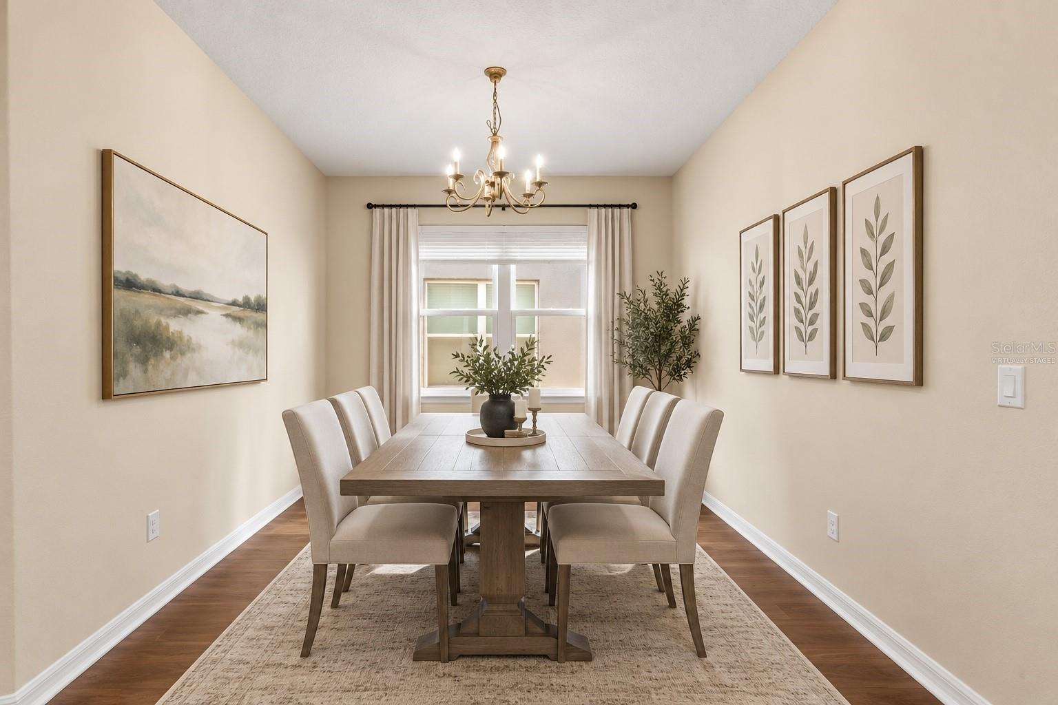 Virtually staged formal dining room