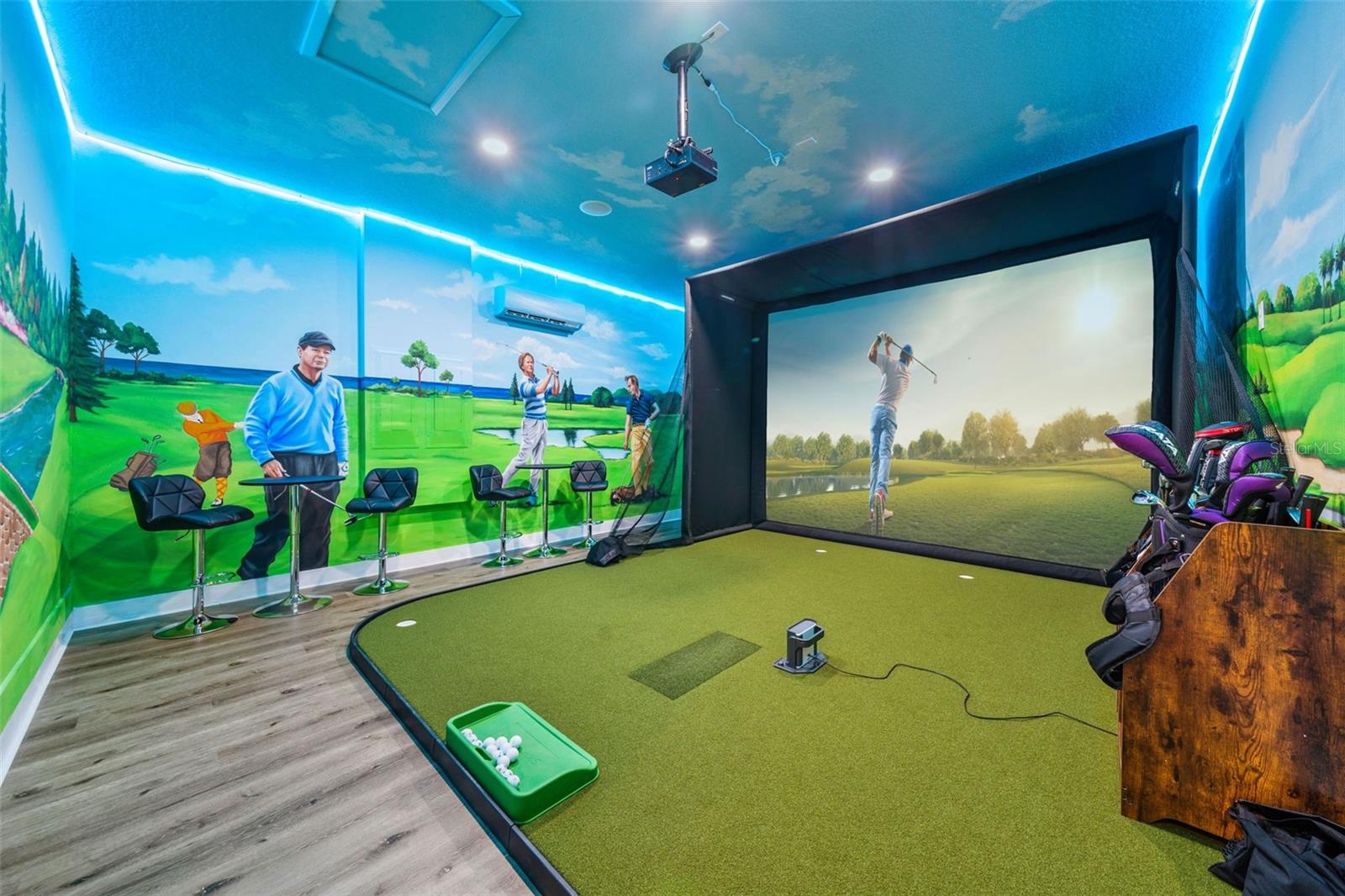 Golf Simulator in Garage