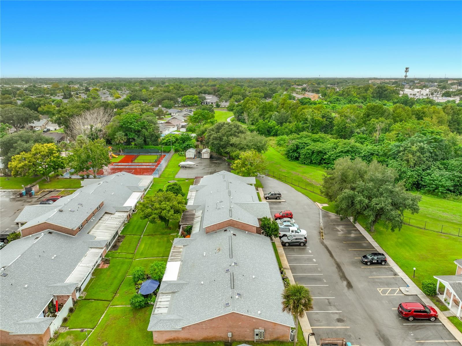 Aerial view showcasing the Candlewyck East community and surrounding area.