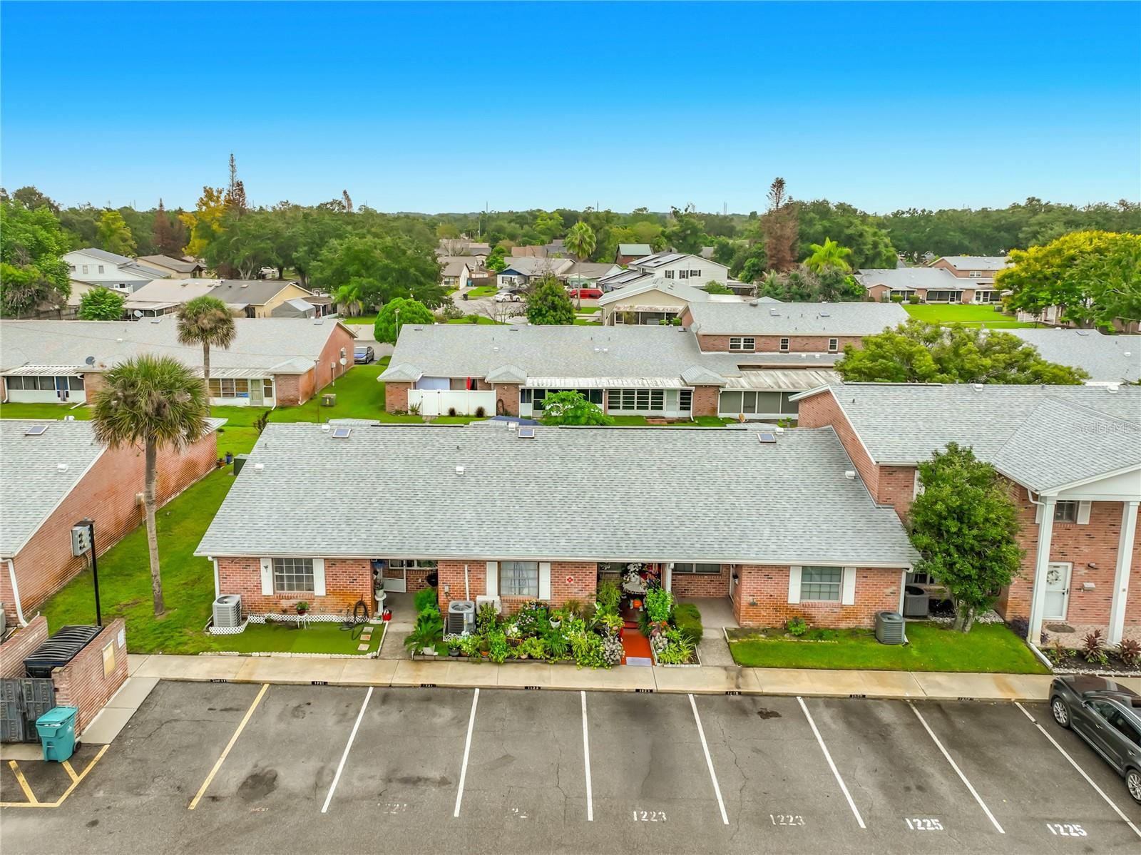 Aerial view of the community and convenient residential setting.