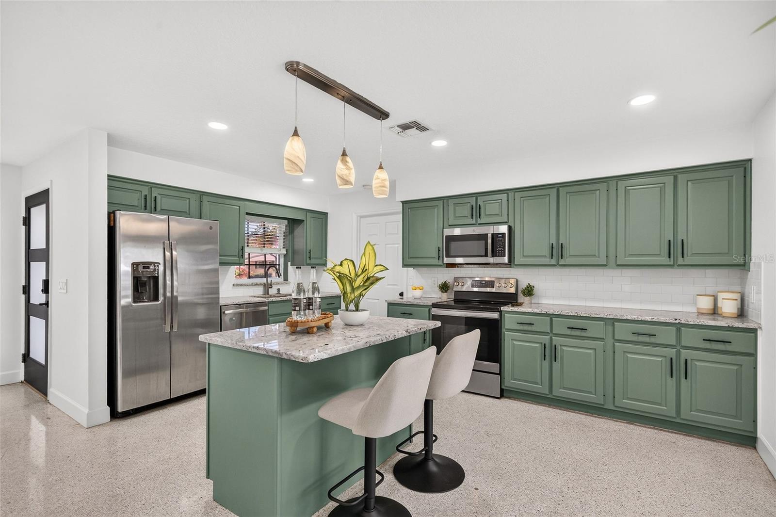 Granite topped kitchen island