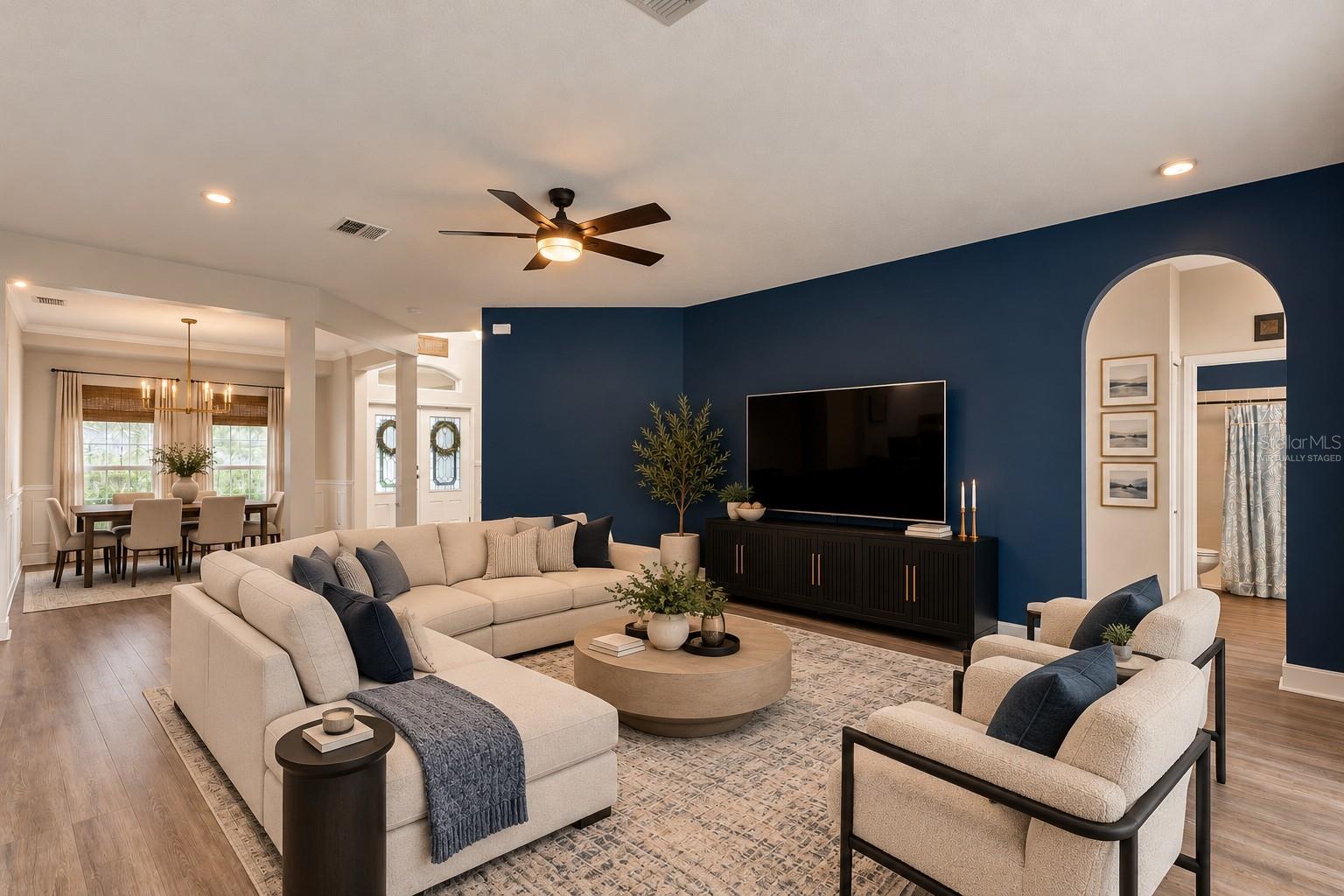 Family room virtually staged
