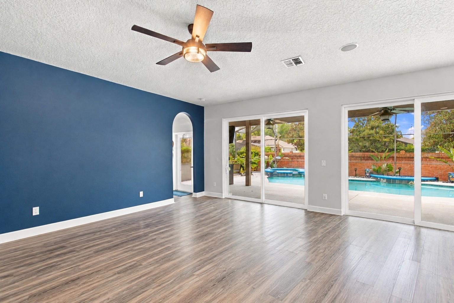 Family room virtually staged