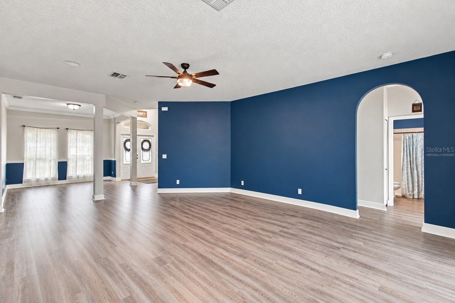 family room virtually staged