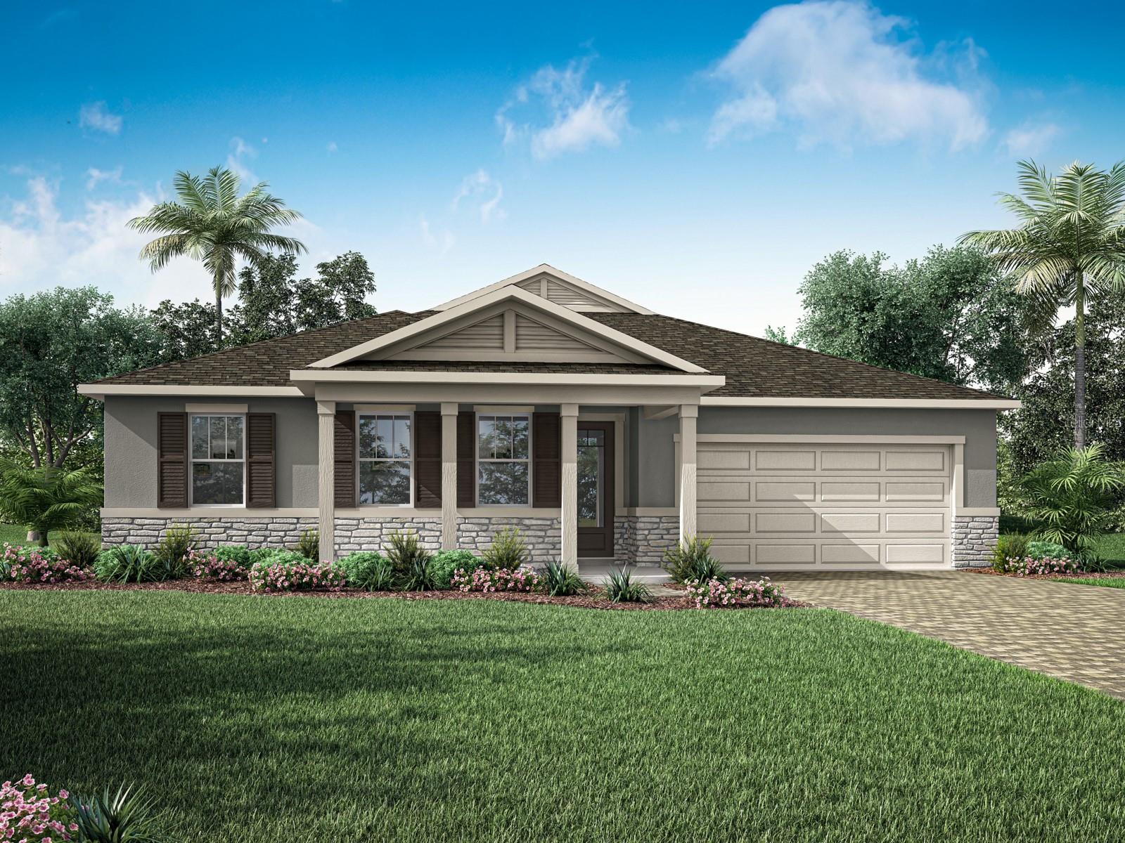 Waterbrooke - Dahlia Floorplan - Coastal Elevation - Architect's Rendering