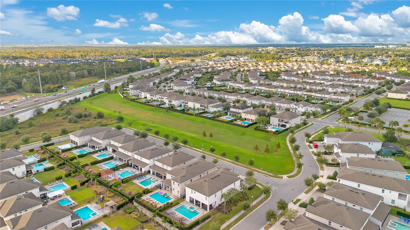 Aerial perspective of Encore at Reunion's expansive resort community