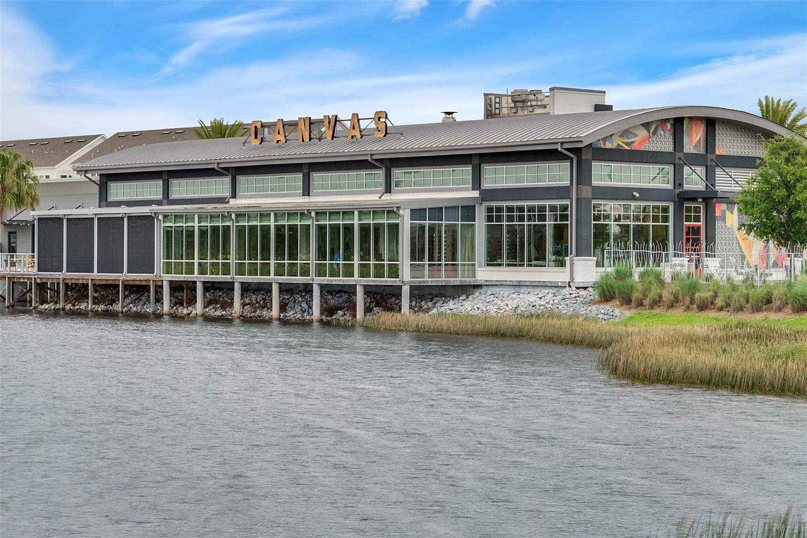 Waterfront CANVAS restaurant in Laureate Park, Lake Nona.